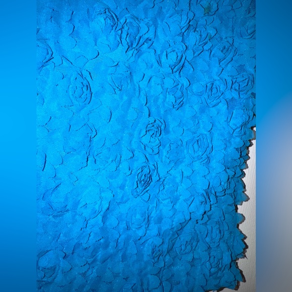 ONCE AGAIN Cardigan Size Small Peacock Blue Short Sleeve 2D Floral Print Ruffle - Picture 5 of 15